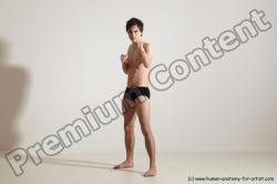 Nude Martial art Man White Standing poses - ALL Slim Short Brown Standing poses - simple Dynamic poses Realistic