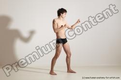 Nude Martial art Man White Standing poses - ALL Slim Short Brown Standing poses - simple Dynamic poses Realistic