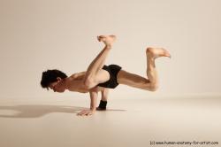 Underwear Gymnastic poses Man White Athletic Short Black Dancing Dynamic poses Academic