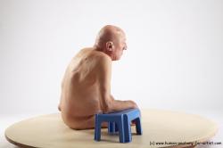 and more Nude Man White Sitting poses - simple Slim Bald Sitting poses - ALL Realistic