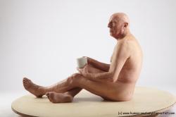 and more Nude Man White Sitting poses - simple Slim Bald Sitting poses - ALL Realistic