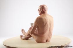 and more Nude Man White Sitting poses - simple Slim Bald Sitting poses - ALL Realistic