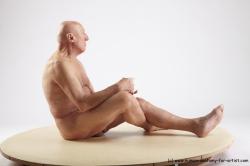 and more Nude Man White Sitting poses - simple Slim Bald Sitting poses - ALL Realistic