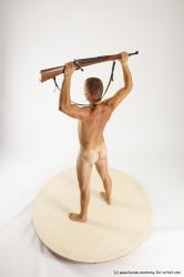 Nude Fighting with rifle Man White Standing poses - ALL Slim Short Brown Standing poses - simple Multi angles poses Realistic