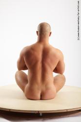 Nude Man White Sitting poses - simple Slim Bald Sitting poses - ALL Realistic