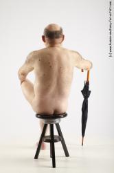 and more Nude Man White Sitting poses - simple Chubby Bald Grey Sitting poses - ALL Realistic