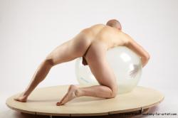 Nude Man White Kneeling poses - ALL Slim Bald Kneeling poses - on one knee Realistic