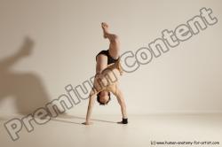 Underwear Gymnastic poses Man White Athletic Short Black Dancing Dynamic poses Academic