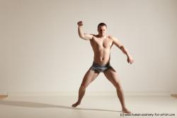 Underwear Martial art Man White Standing poses - ALL Athletic Short Brown Standing poses - simple Dynamic poses Academic