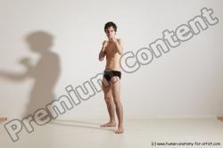 Underwear Martial art Man White Standing poses - ALL Slim Short Brown Standing poses - simple Dynamic poses Academic