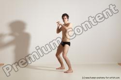 Underwear Martial art Man White Standing poses - ALL Slim Short Brown Standing poses - simple Dynamic poses Academic