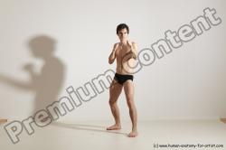 Underwear Martial art Man White Standing poses - ALL Slim Short Brown Standing poses - simple Dynamic poses Academic