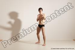 Underwear Martial art Man White Standing poses - ALL Slim Short Brown Standing poses - simple Dynamic poses Academic