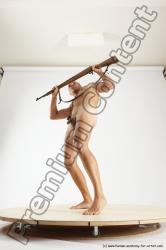 Nude Fighting with rifle Man White Standing poses - ALL Slim Short Brown Standing poses - simple Multi angles poses Realistic