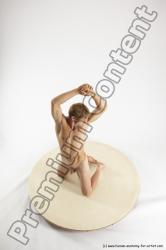 Nude Man White Kneeling poses - ALL Athletic Short Brown Kneeling poses - on both knees Multi angles poses Realistic