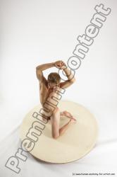 Nude Man White Kneeling poses - ALL Athletic Short Brown Kneeling poses - on both knees Multi angles poses Realistic