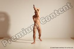 Nude Fighting with sword Man White Standing poses - ALL Muscular Short Brown Standing poses - simple Dynamic poses Realistic