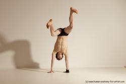 Underwear Gymnastic poses Man White Athletic Short Black Dancing Dynamic poses Academic