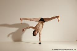 Underwear Gymnastic poses Man White Athletic Short Black Dancing Dynamic poses Academic