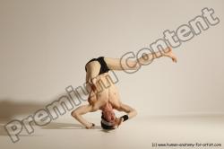 Underwear Gymnastic poses Man White Athletic Short Black Dancing Dynamic poses Academic