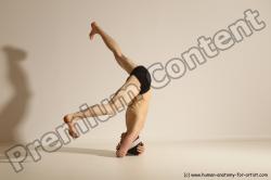 Underwear Gymnastic poses Man White Athletic Short Black Dancing Dynamic poses Academic