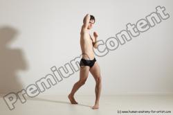 Underwear Martial art Man White Standing poses - ALL Slim Short Brown Standing poses - simple Dynamic poses Academic