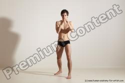 Underwear Martial art Man White Standing poses - ALL Slim Short Brown Standing poses - simple Dynamic poses Academic