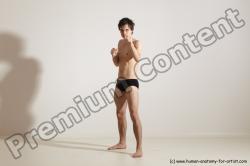 Underwear Martial art Man White Standing poses - ALL Slim Short Brown Standing poses - simple Dynamic poses Academic