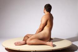 Nude Man White Laying poses - ALL Slim Short Brown Realistic