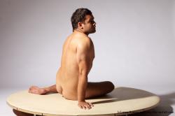 Nude Man White Sitting poses - simple Slim Short Brown Sitting poses - ALL Realistic