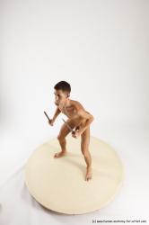 Nude Fighting with knife Man White Standing poses - ALL Athletic Short Brown Standing poses - simple Multi angles poses Realistic