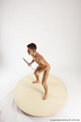 Nude Fighting with knife Man White Standing poses - ALL Athletic Short Brown Standing poses - simple Multi angles poses Realistic