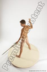 Nude Fighting with sword Man White Standing poses - ALL Athletic Short Brown Standing poses - simple Multi angles poses Realistic