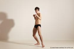 Underwear Martial art Man White Standing poses - ALL Slim Short Brown Standing poses - simple Dynamic poses Academic