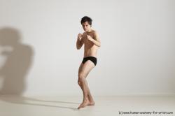 Underwear Martial art Man White Standing poses - ALL Slim Short Brown Standing poses - simple Dynamic poses Academic