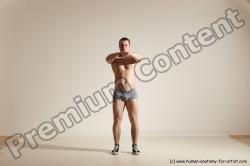 Underwear Martial art Man White Moving poses Slim Short Brown Dynamic poses Academic