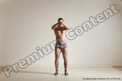 Underwear Martial art Man White Moving poses Slim Short Brown Dynamic poses Academic