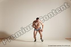 Underwear Martial art Man White Moving poses Slim Short Brown Dynamic poses Academic