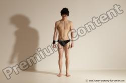 Underwear Gymnastic poses Man White Athletic Short Black Dancing Dynamic poses Academic