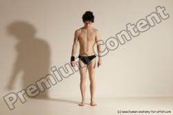 Underwear Gymnastic poses Man White Athletic Short Black Dancing Dynamic poses Academic