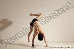 Underwear Gymnastic poses Man White Athletic Short Black Dancing Dynamic poses Academic