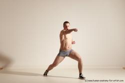 Underwear Martial art Man White Standing poses - ALL Slim Short Brown Standing poses - simple Dynamic poses Academic