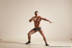 Underwear Martial art Man White Standing poses - ALL Slim Short Brown Standing poses - simple Dynamic poses Academic