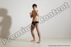 Underwear Martial art Man White Standing poses - ALL Slim Short Brown Standing poses - simple Dynamic poses Academic