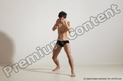 Underwear Martial art Man White Standing poses - ALL Slim Short Brown Standing poses - simple Dynamic poses Academic