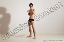 Underwear Martial art Man White Standing poses - ALL Slim Short Brown Standing poses - simple Dynamic poses Academic