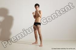 Underwear Martial art Man White Standing poses - ALL Slim Short Brown Standing poses - simple Dynamic poses Academic