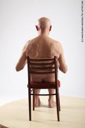 and more Nude Man White Sitting poses - simple Slim Bald Grey Sitting poses - ALL Realistic