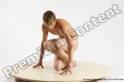 Nude Man White Kneeling poses - ALL Slim Short Brown Kneeling poses - on one knee Multi angles poses Realistic