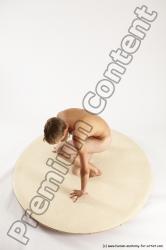 Nude Man White Kneeling poses - ALL Slim Short Brown Kneeling poses - on one knee Multi angles poses Realistic